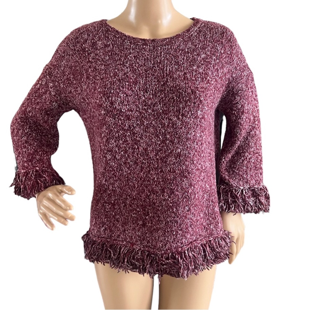 Bass Knit Sweater Fringe Details Boho